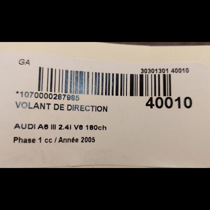 Volant de direction occasion AUDI A6 III Phase 1 05-2004->10-2008 2.4i V6 180ch 4E0419091CLWVH 2