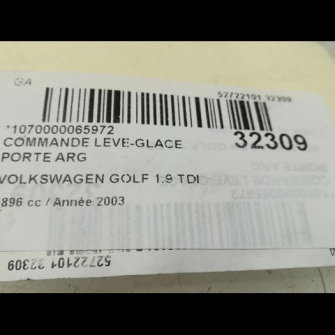 Commande leve-glace porte arrière gauche occasion VOLKSWAGEN GOLF IV GOLF IV Phase 1 1998-01-01->2005-06-30 1.9 TDI 100ch 3B0959855B01C 5