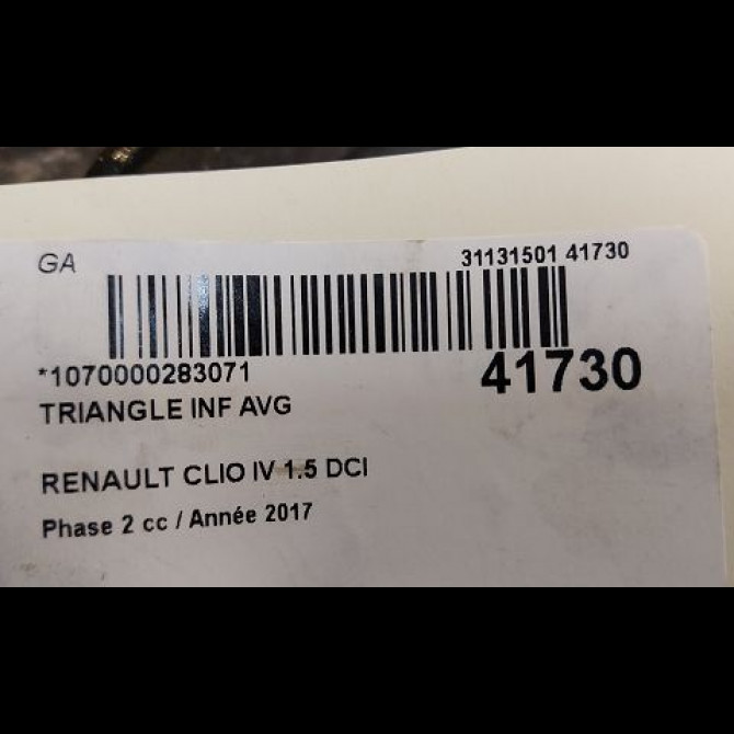 Triangle inf avg occasion RENAULT CLIO IV Phase 2 08-2016->... 1.5 DCI 90ch 3