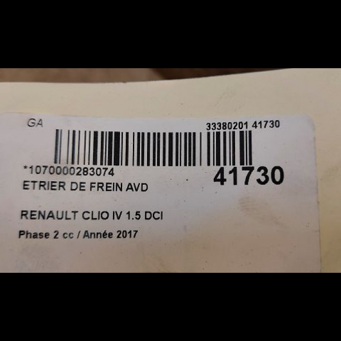 Etrier de frein avant droit occasion RENAULT CLIO IV Phase 2 08-2016->... 1.5 DCI 90ch 3