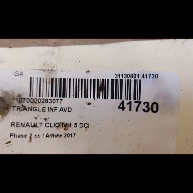 Triangle inf avd occasion RENAULT CLIO IV Phase 2 08-2016->... 1.5 DCI 90ch 3