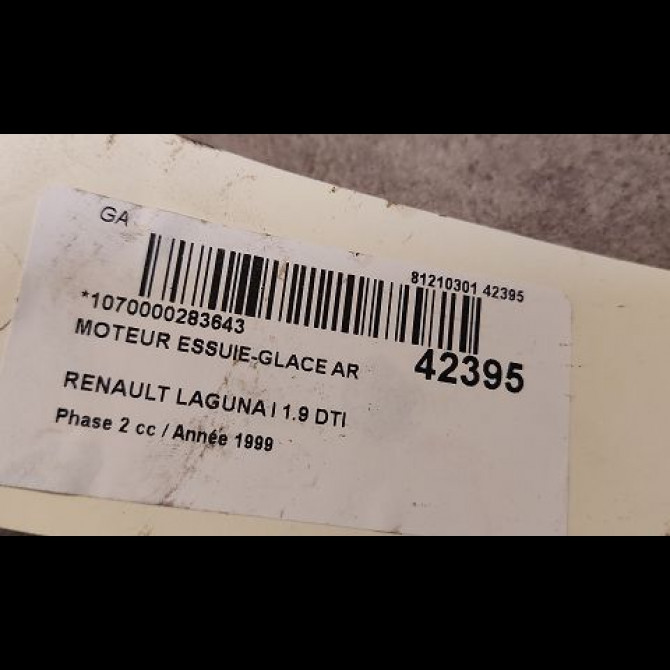 Moteur essuie-glace arrière occasion RENAULT LAGUNA I Phase 2 04-1998->11-2000 1.9 DTI 7700423583 3