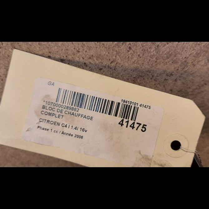 Bloc de chauffage complet occasion CITROEN C4 I Phase 1 11-2004->07-2008 1.4i 16v 3