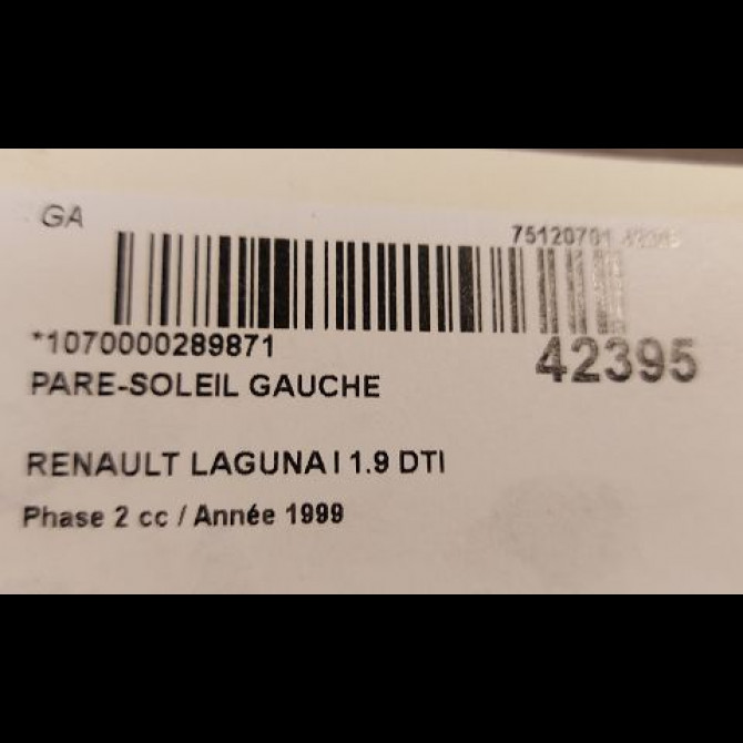 Pare-soleil gauche occasion RENAULT LAGUNA I Phase 2 04-1998->11-2000 1.9 DTI 7701045866 3
