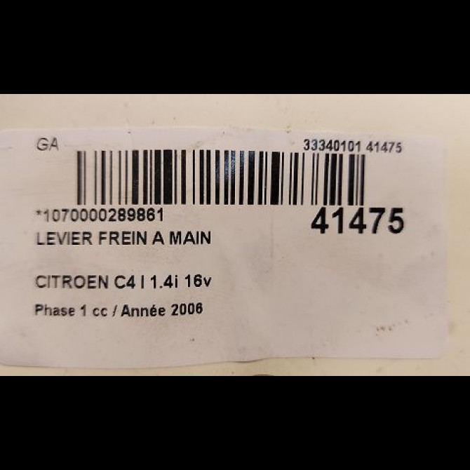 Levier frein a main occasion CITROEN C4 I Phase 1 11-2004->07-2008 1.4i 16v 4701E2 2