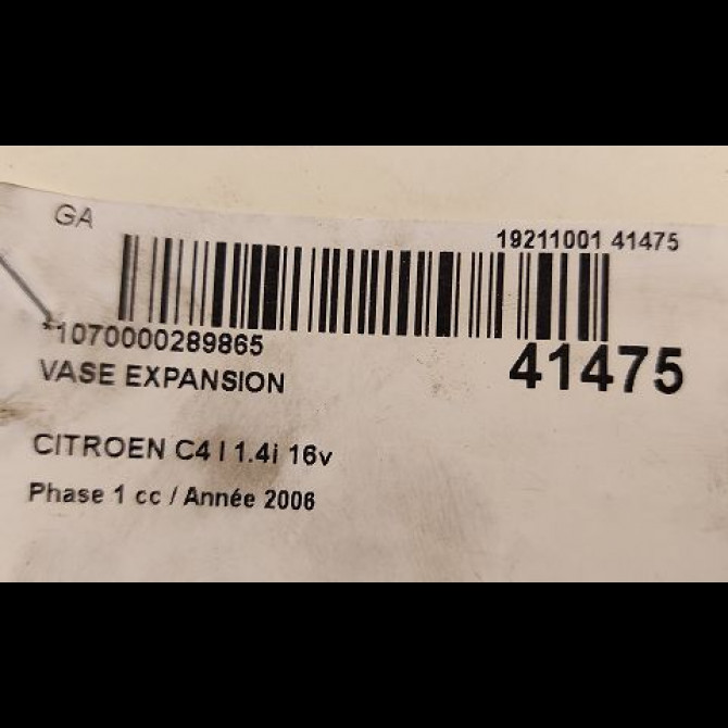 Vase expansion occasion CITROEN C4 I Phase 1 11-2004->07-2008 1.4i 16v 1323A3 3