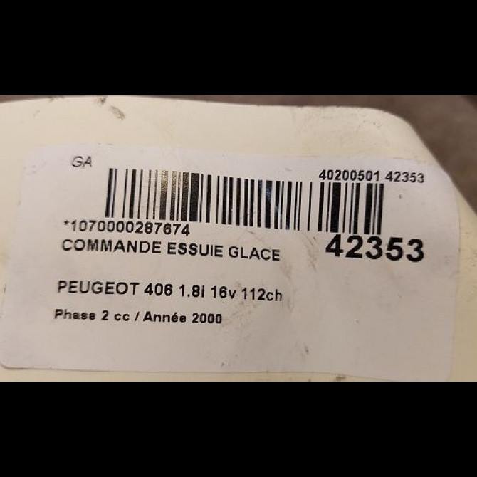 Commande essuie glace occasion PEUGEOT 406 Phase 2 04-1999->04-2004 1.8i 16v 112ch 6239K9 3