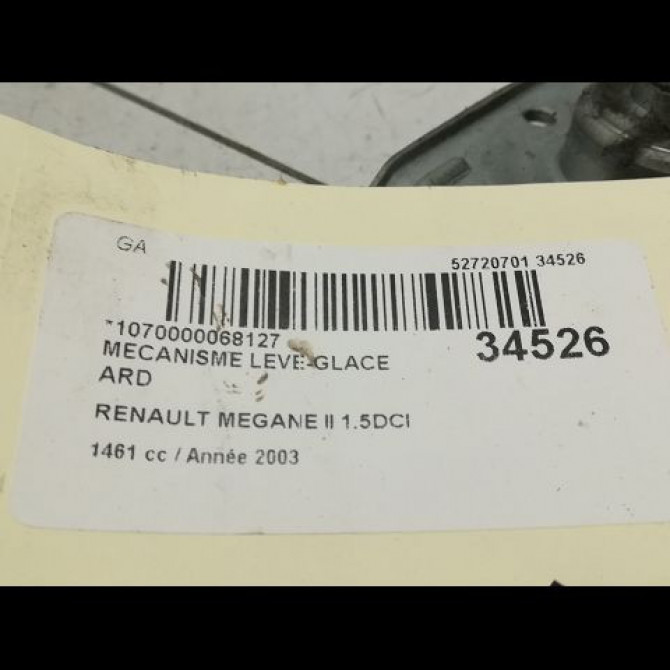 Mecanisme leve-glace arrière droit occasion RENAULT MEGANE II Phase 1 09-2003->12-2005 1.5 DCI 80ch 8200028073 5