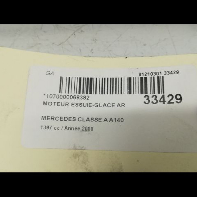 Moteur essuie-glace arrière occasion MERCEDES CLASSE A I Phase 1 01-1998->03-2001 A 140 1688200442 5