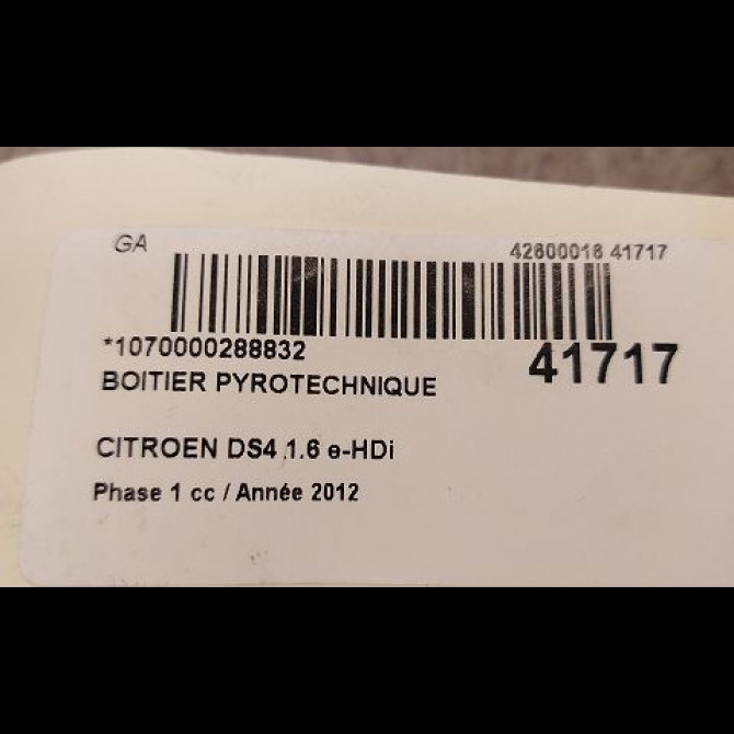 Boitier pyrotechnique occasion CITROEN DS4 Phase 1 01-2011->03-2016 1.6 e-HDi 110ch 9678691580 3
