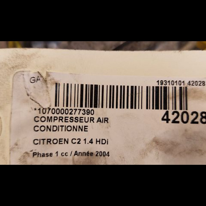 Compresseur air conditionne occasion CITROEN C2 Phase 1 09-2003->10-2008 1.4 HDi 6453KS 4