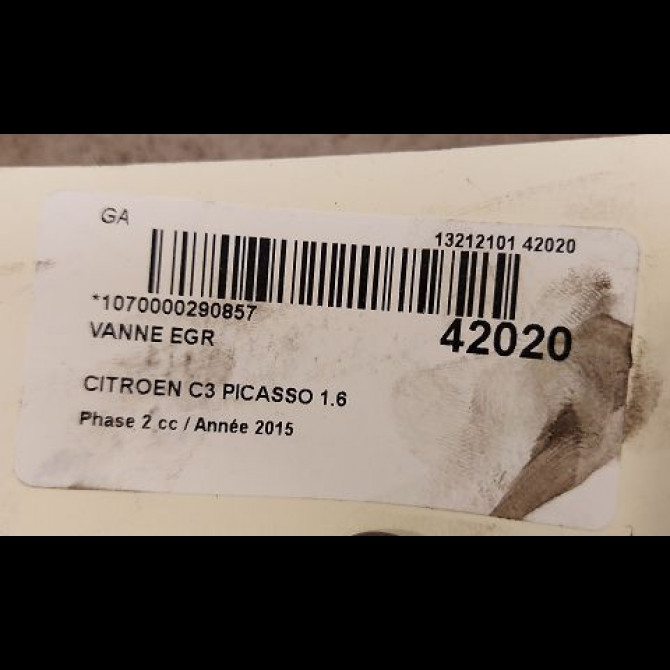 Vanne EGR occasion CITROEN C3 PICASSO Phase 2 09-2012->... 1.6 HDI 90ch 4
