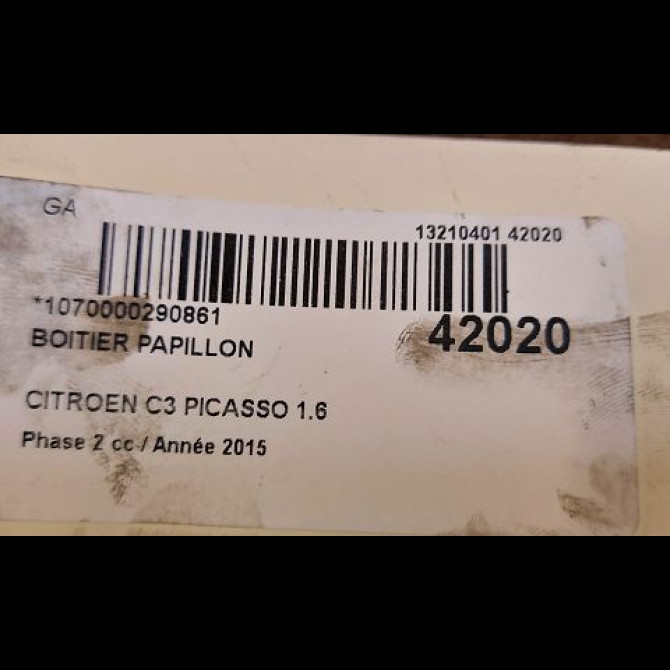 Boitier papillon occasion CITROEN C3 PICASSO Phase 2 09-2012->... 1.6 HDI 90ch 3