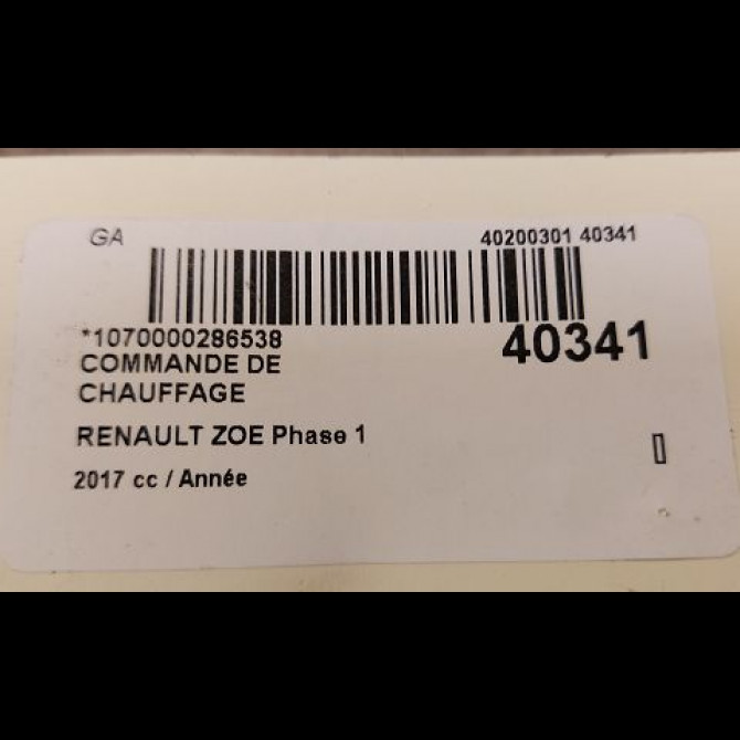 Commande de chauffage occasion RENAULT ZOE Phase 1 10-2012->... 3