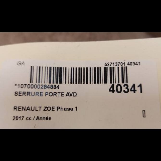Serrure porte avd occasion RENAULT ZOE Phase 1 10-2012->... 4