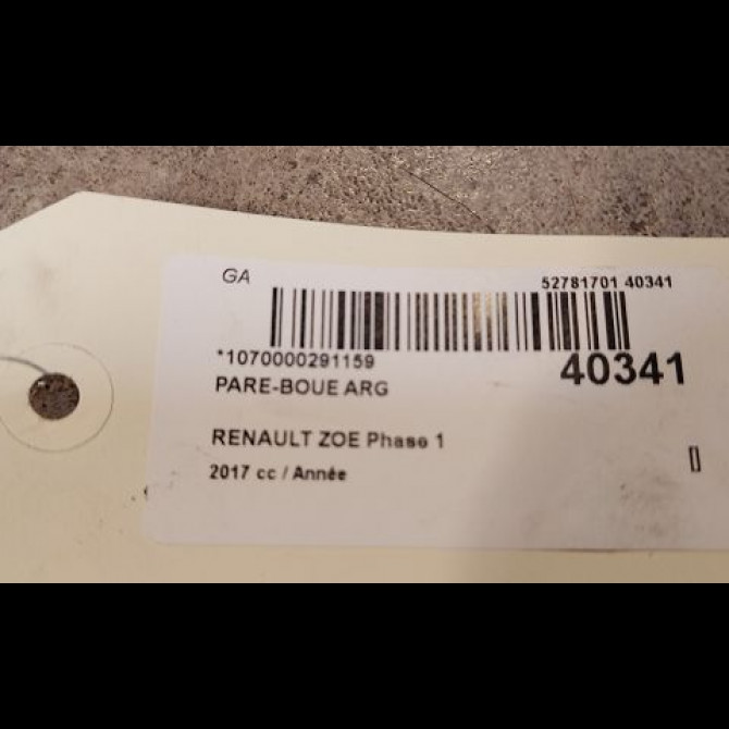 Pare-boue arrière gauche occasion RENAULT ZOE Phase 1 10-2012->... 2