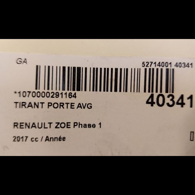 Tirant porte avg occasion RENAULT ZOE Phase 1 10-2012->... 2