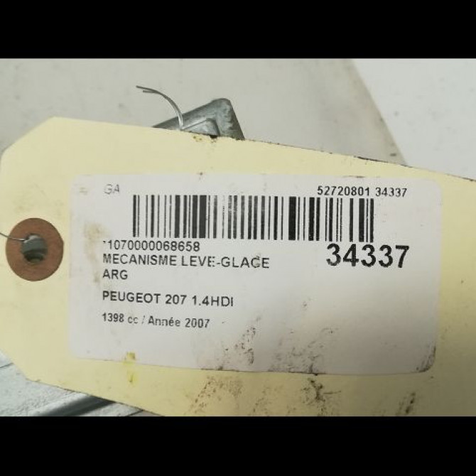 Mecanisme leve-glace arrière gauche occasion PEUGEOT 207 Phase 1 04-2006->06-2013 1.4 HDI 70ch 9223A3 5