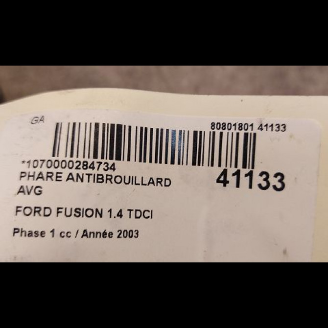 Phare antibrouillard avant gauche occasion FORD FUSION Phase 1 09-2002->10-2005 1.4 TDCI 3