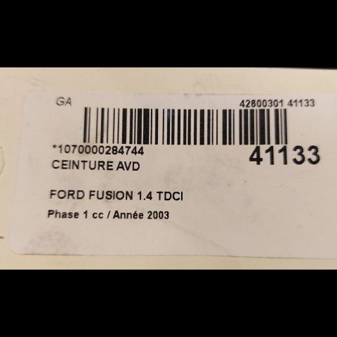 Ceinture avant droite occasion FORD FUSION Phase 1 09-2002->10-2005 1.4 TDCI 4