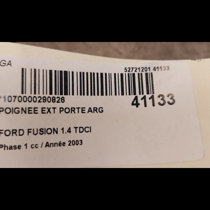 Poignee ext porte arg occasion FORD FUSION Phase 1 09-2002->10-2005 1.4 TDCI 2