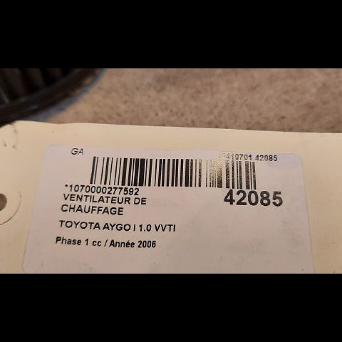 Ventilateur de chauffage occasion TOYOTA AYGO I Phase 1 06-2005->11-2009 1.0 VVTI 871030H020 3