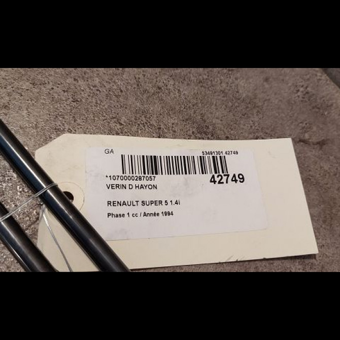 Verin droit hayon occasion RENAULT SUPER 5 Phase 1 10-1984->12-1996 1.4i 7700756056 2