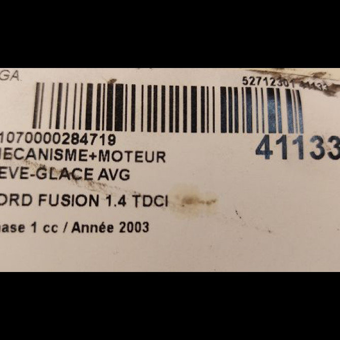 Mecanisme+moteur leve-glace avg occasion FORD FUSION Phase 1 09-2002->10-2005 1.4 TDCI 3