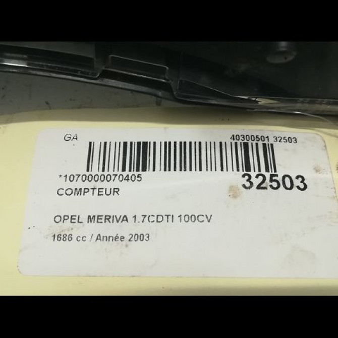 Compteur occasion OPEL MERIVA I Phase 1 04-2003->12-2005 1.3 CDTI 70ch 5