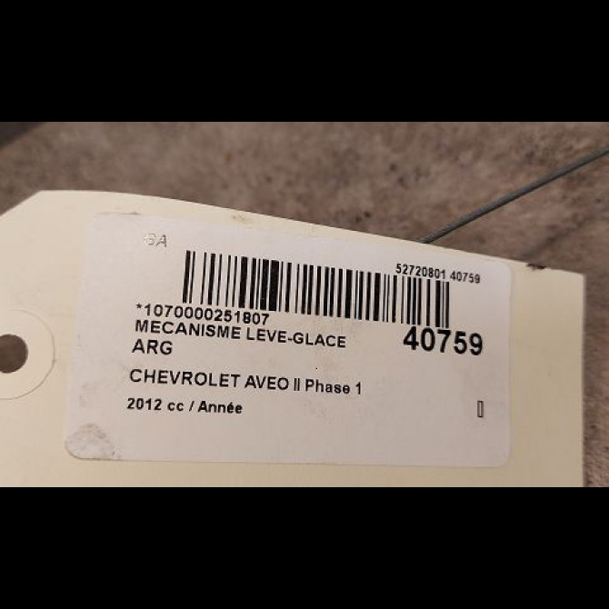 Mecanisme leve-glace arrière gauche occasion CHEVROLET AVEO II AVEO II Phase 1 2011-06-01->2015-06-30 95391125 3