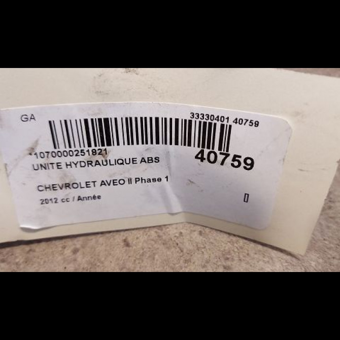 Unité hydraulique ABS occasion CHEVROLET AVEO II AVEO II Phase 1 2011-06-01->2015-06-30 94552161 4