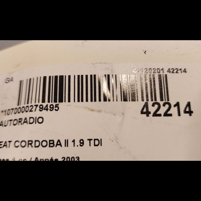 Autoradio occasion SEAT CORDOBA II Phase 1 10-2002->05-2009 1.9 TDI 130ch 6L0035156X4W4 3