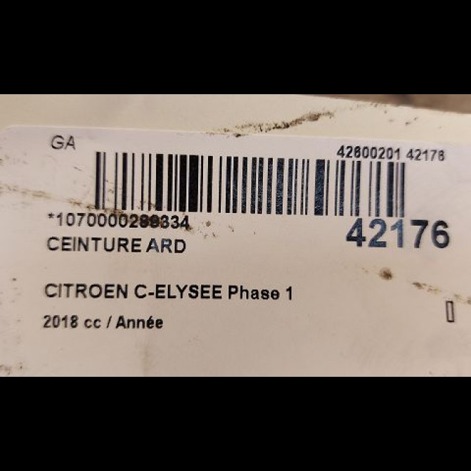 Ceinture arrière droite occasion CITROEN C-ELYSEE Phase 1 06-2012->... 96757050XY 4