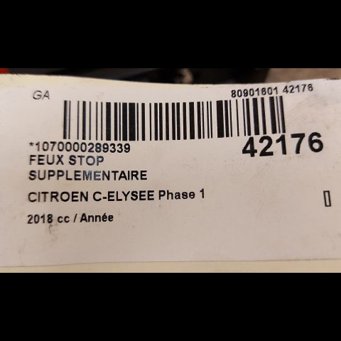 Feux stop supplementaire occasion CITROEN C-ELYSEE Phase 1 06-2012->... 9675807280 3