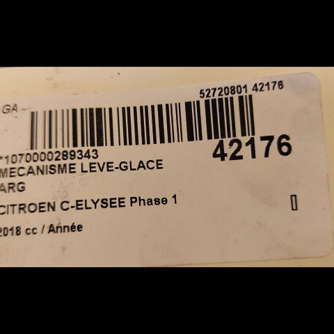 Mecanisme leve-glace arrière gauche occasion CITROEN C-ELYSEE Phase 1 06-2012->... 9674411680 3