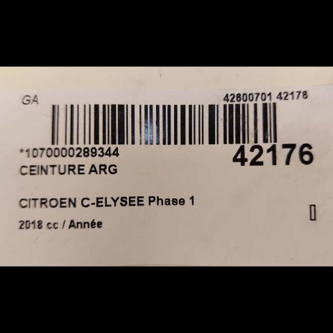 Ceinture arrière gauche occasion CITROEN C-ELYSEE Phase 1 06-2012->... 96757050XY 3