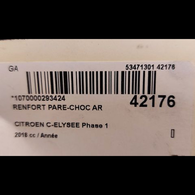 Renfort pare-choc arrière occasion CITROEN C-ELYSEE Phase 1 06-2012->... 2