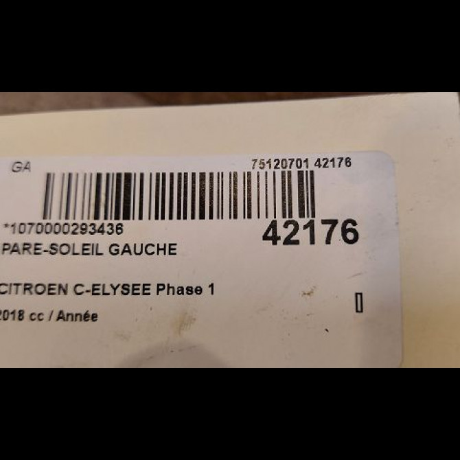 Pare-soleil gauche occasion CITROEN C-ELYSEE Phase 1 06-2012->... 98000904BJ 3