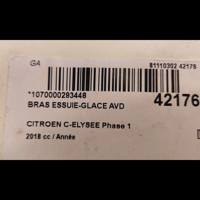 Bras essuie-glace avant droit occasion CITROEN C-ELYSEE Phase 1 06-2012->... 1609068680 2