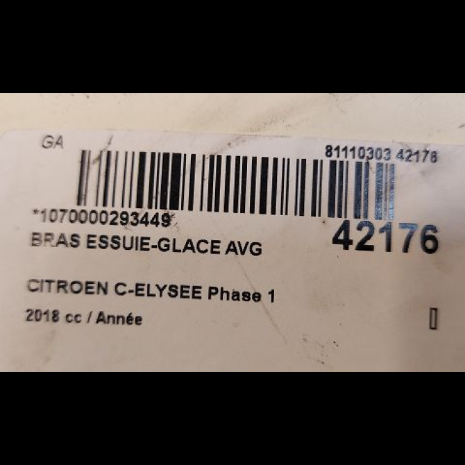 Bras essuie-glace avant gauche occasion CITROEN C-ELYSEE Phase 1 06-2012->... 1609068680 2
