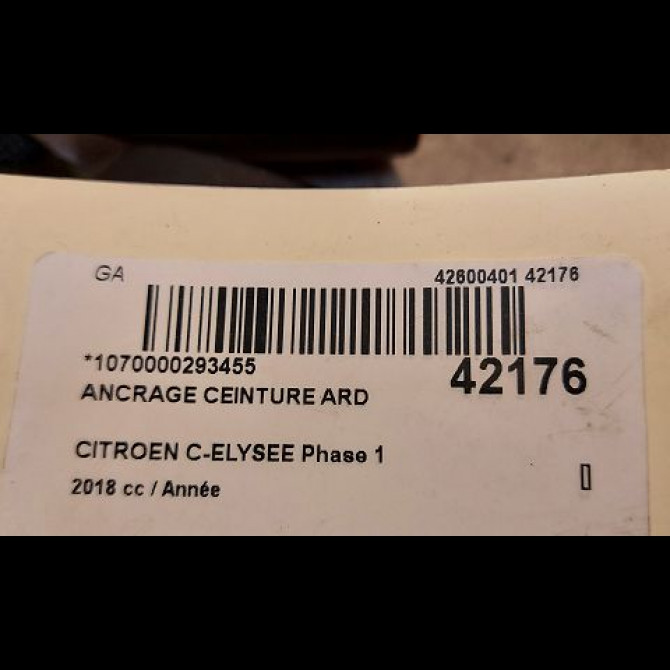 Ancrage ceinture arrière droit occasion CITROEN C-ELYSEE Phase 1 06-2012->... 2