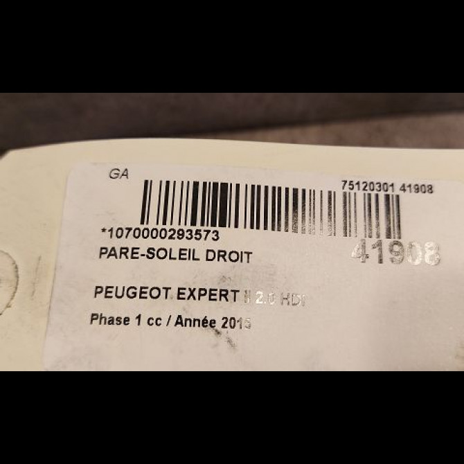 Pare-soleil droit occasion PEUGEOT EXPERT II Phase 1 01-2007->... 2.0 HDI 128ch 16100915BJ 3