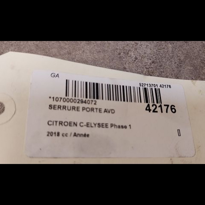 Serrure porte avd occasion CITROEN C-ELYSEE Phase 1 06-2012->... 9819027180 4