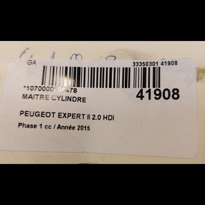 Maitre cylindre occasion PEUGEOT EXPERT II Phase 1 01-2007->... 2.0 HDI 128ch 4601T4 3