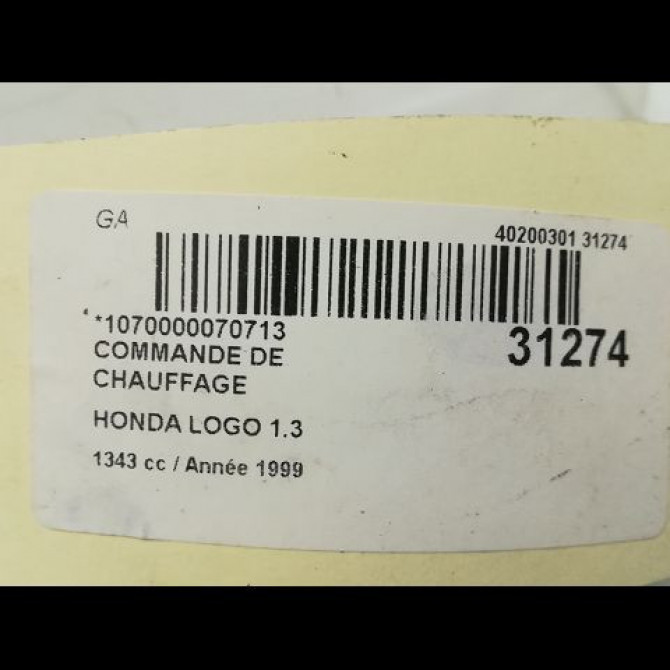 Commande de chauffage occasion HONDA LOGO Phase 1 07-1999->06-2001 1.3i 79500S50G01ZA 5