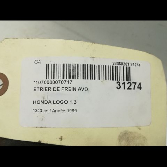 Etrier de frein avant droit occasion HONDA LOGO Phase 1 07-1999->06-2001 1.3i 45018S04013 4