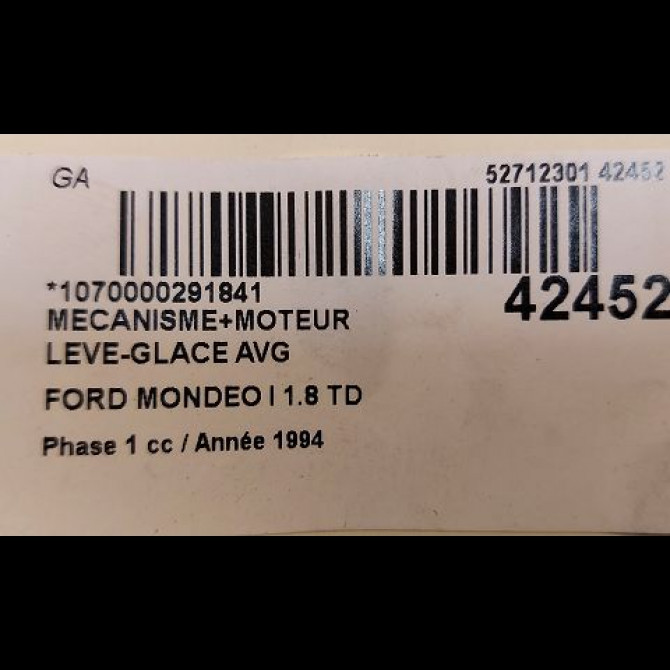 Mecanisme+moteur leve-glace avg occasion FORD MONDEO I Phase 1 01-1993->09-1996 1.8 TD 3