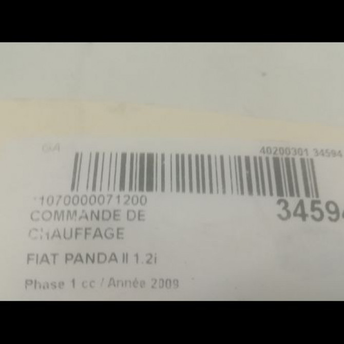 Commande de chauffage occasion FIAT PANDA II Phase 1 09-2003->12-2012 1.2i 77364886 3