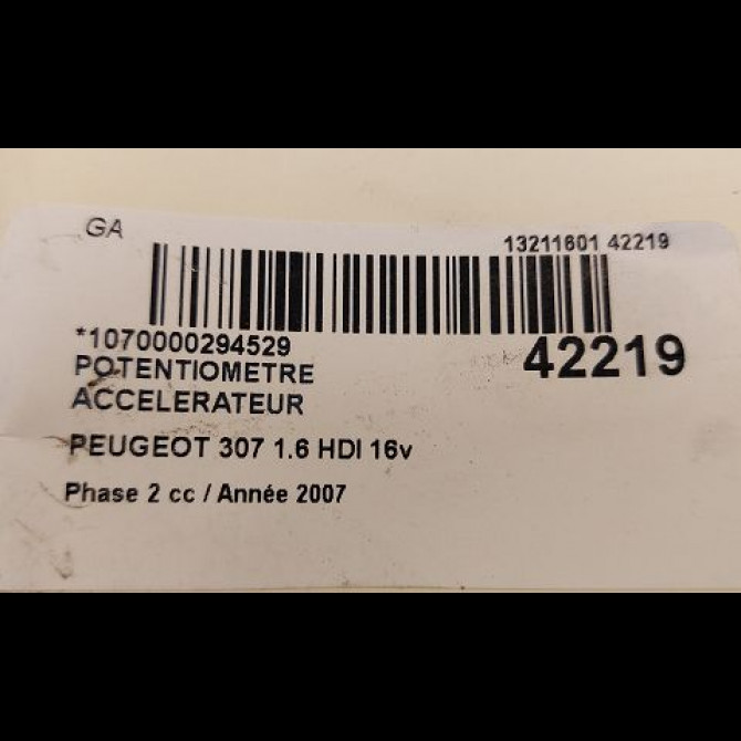 Potentiometre accelerateur occasion PEUGEOT 307 Phase 2 06-2005->03-2008 1.6 HDI 16v 90ch 3