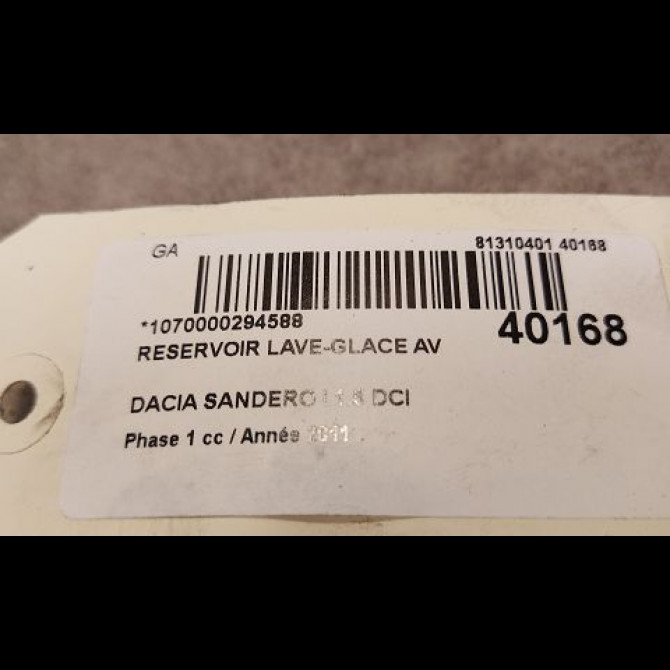 Reservoir lave-glace avant occasion DACIA SANDERO I Phase 1 06-2008->10-2012 1.5 DCI 75ch 8200609549 3